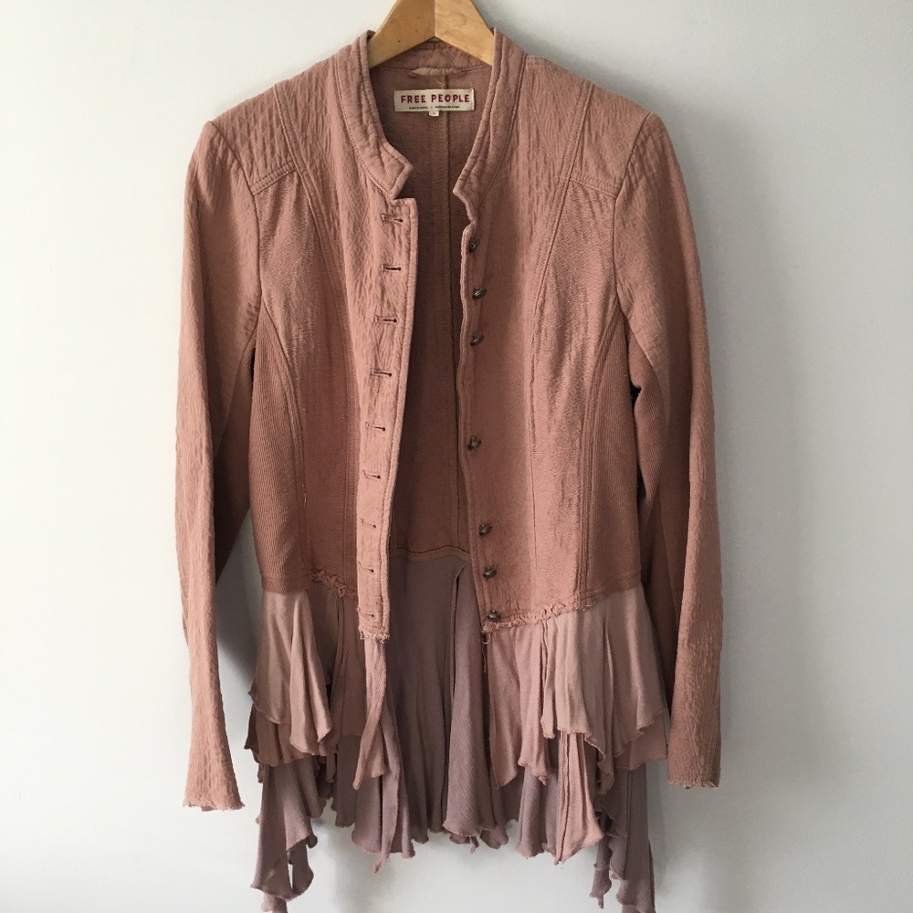 Free people military ruffle jacket sz large